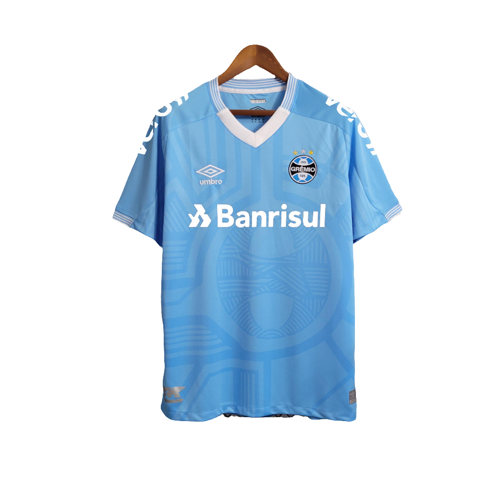 Camisa Grêmio 23/24 Edição Especial - Azul Celeste - Todos os Patrocínios - Versão Torcedor