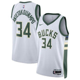 Camisa NBA Giannis Antetokounmpo - Milwaukee Bucks - 2023 - Edição Associação - Branco