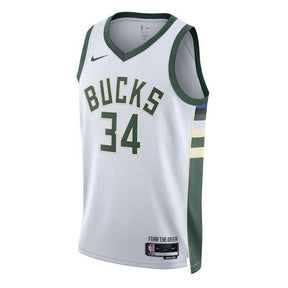 Camisa NBA Giannis Antetokounmpo - Milwaukee Bucks - 2023 - Edição Associação - Branco