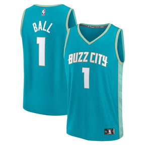 Camisa NBA LaMelo Ball - Charlotte Hornets - Fanatics Branded 23/24 Fast Break - Azul Petróleo - Edição Cidade