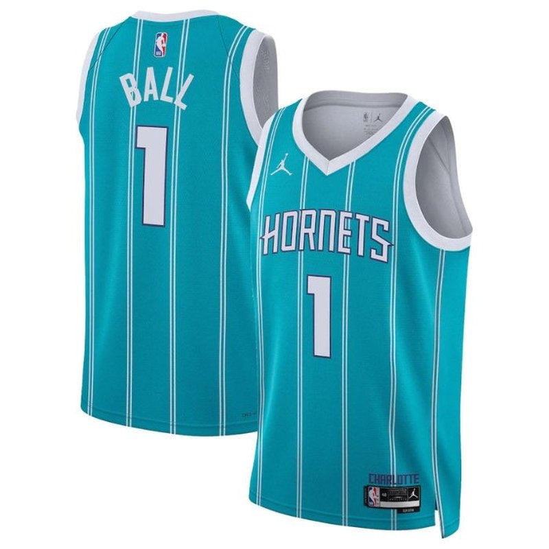 Camisa NBA LaMelo Ball - Charlotte Hornets - 2023 - Edição Ícone - Azul Petróleo