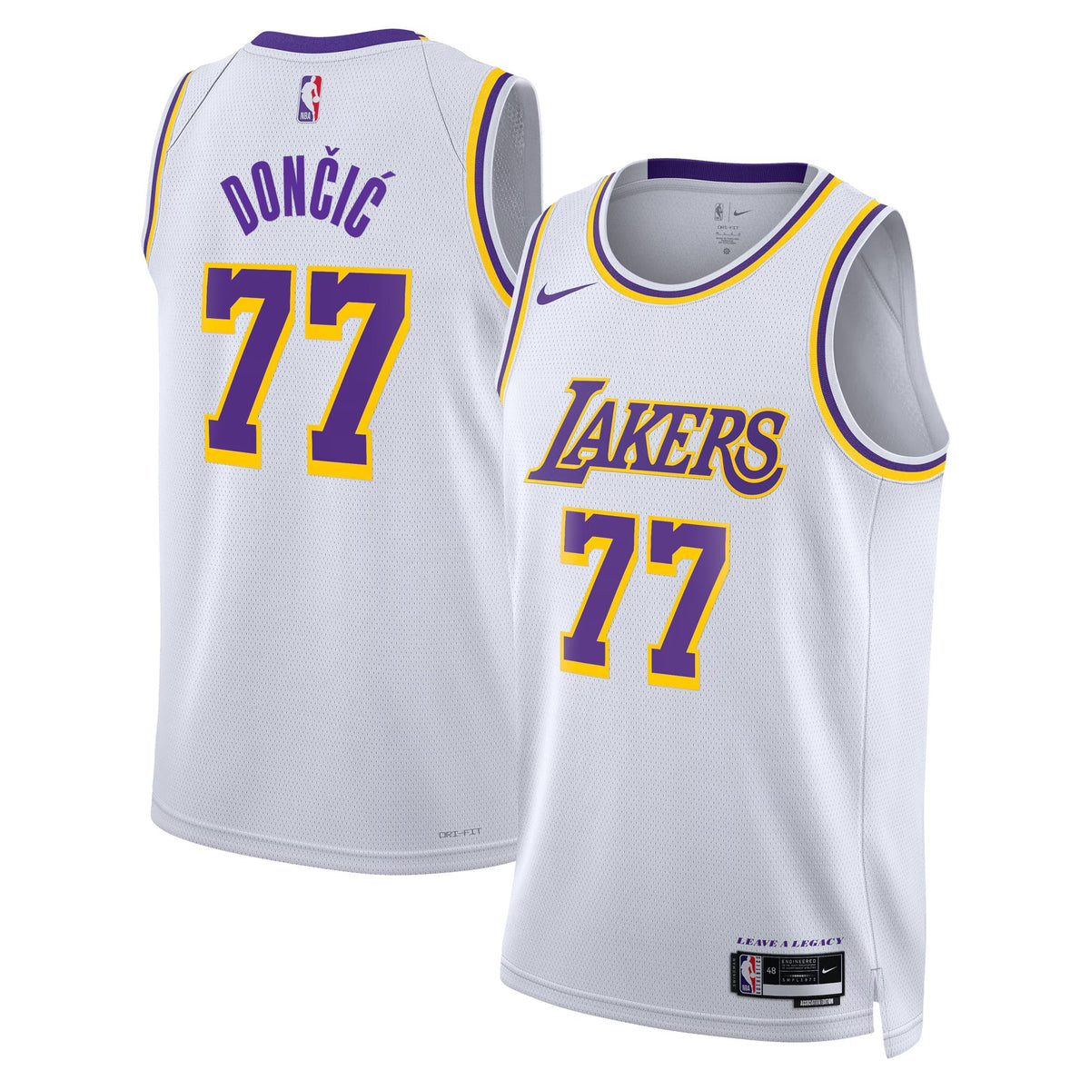 Camisa NBA Luka Dončić - Los Angeles Lakers - Edição Associação 2024 - Branco - Unisex